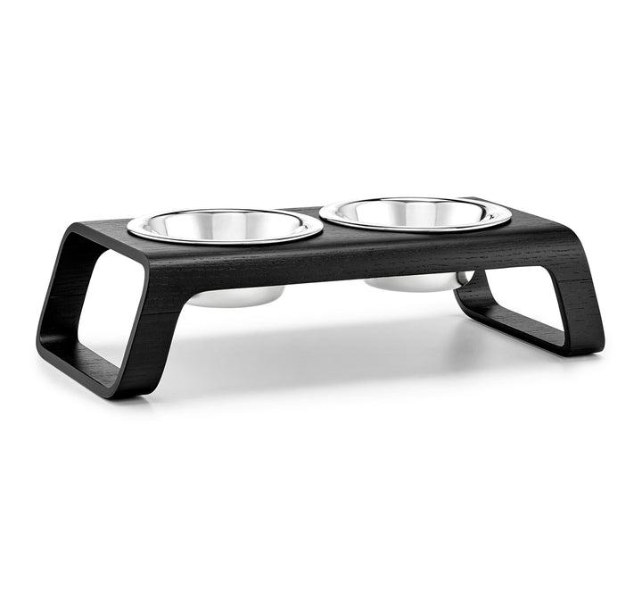Desco hondenvoerbak - Ash Black Stained Wood/Inox