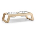 Mangeoire pour chien Desco - Ash Natural Wood/Inox