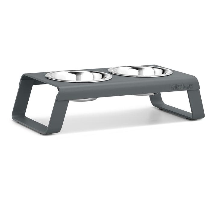 [C06-005-01-S] Mangeoire pour chien Desco - Powder-Coated Grey Aluminium/Inox (S)