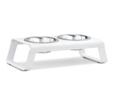 Desco hondenvoerbak - Powder-Coated White Aluminium/Inox