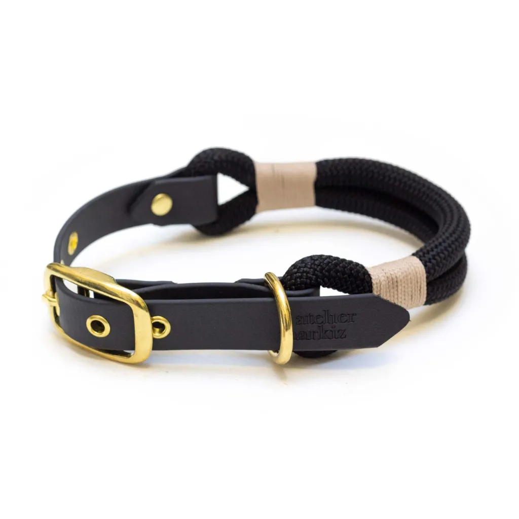 Halsband met vergulde gesp - Zwart