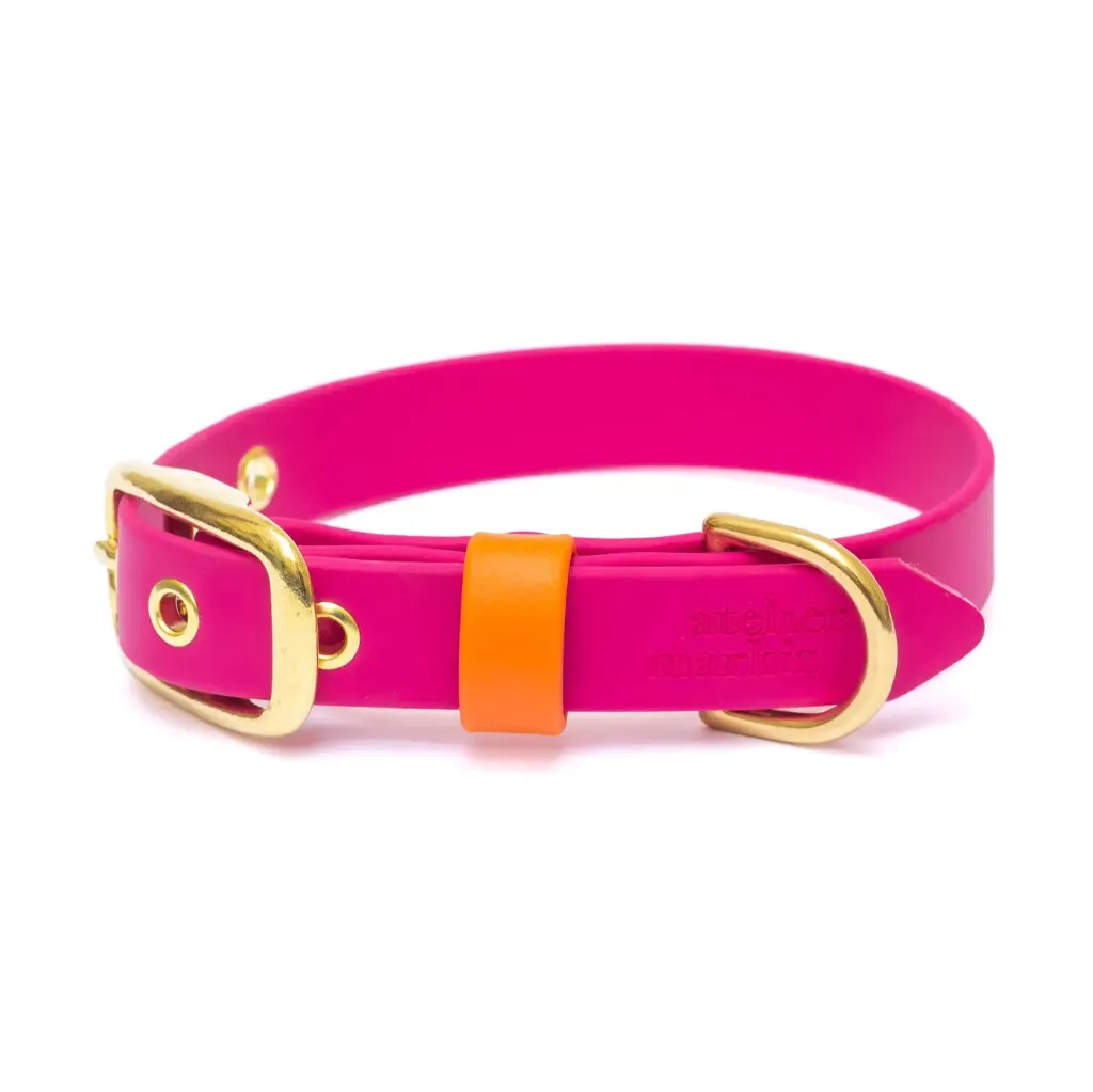 Waterdichte halsband met vergulde gesp - Fuchsia