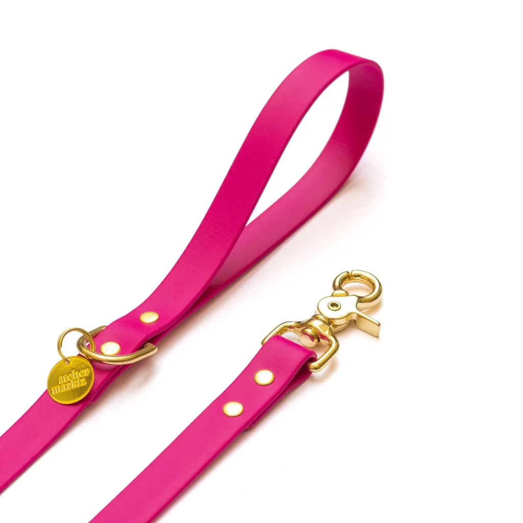 Waterdichte leiband met vergulden sluiting - Fuchsia