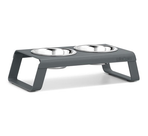 Mangeoire pour chien Desco - Powder-Coated Grey Aluminium/Inox