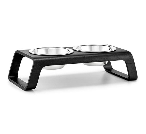 Mangeoire pour chien Desco - Ash Black Stained Wood/Inox